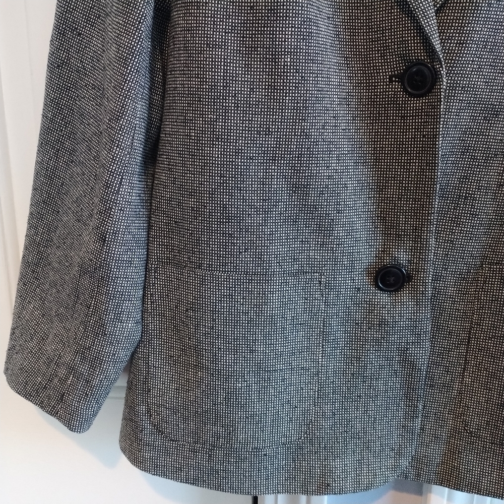 Appleseed's Petite 100 Silk black Tweed Blazer Jacket 10P - Picture 12 of 12
